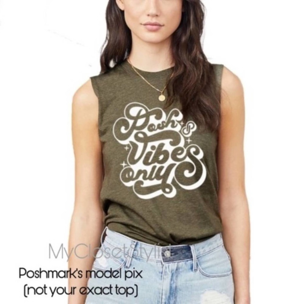 Poshmark Vibes Graphics Athletic Tank Tee Muscle Top NEW Small OG gym workout